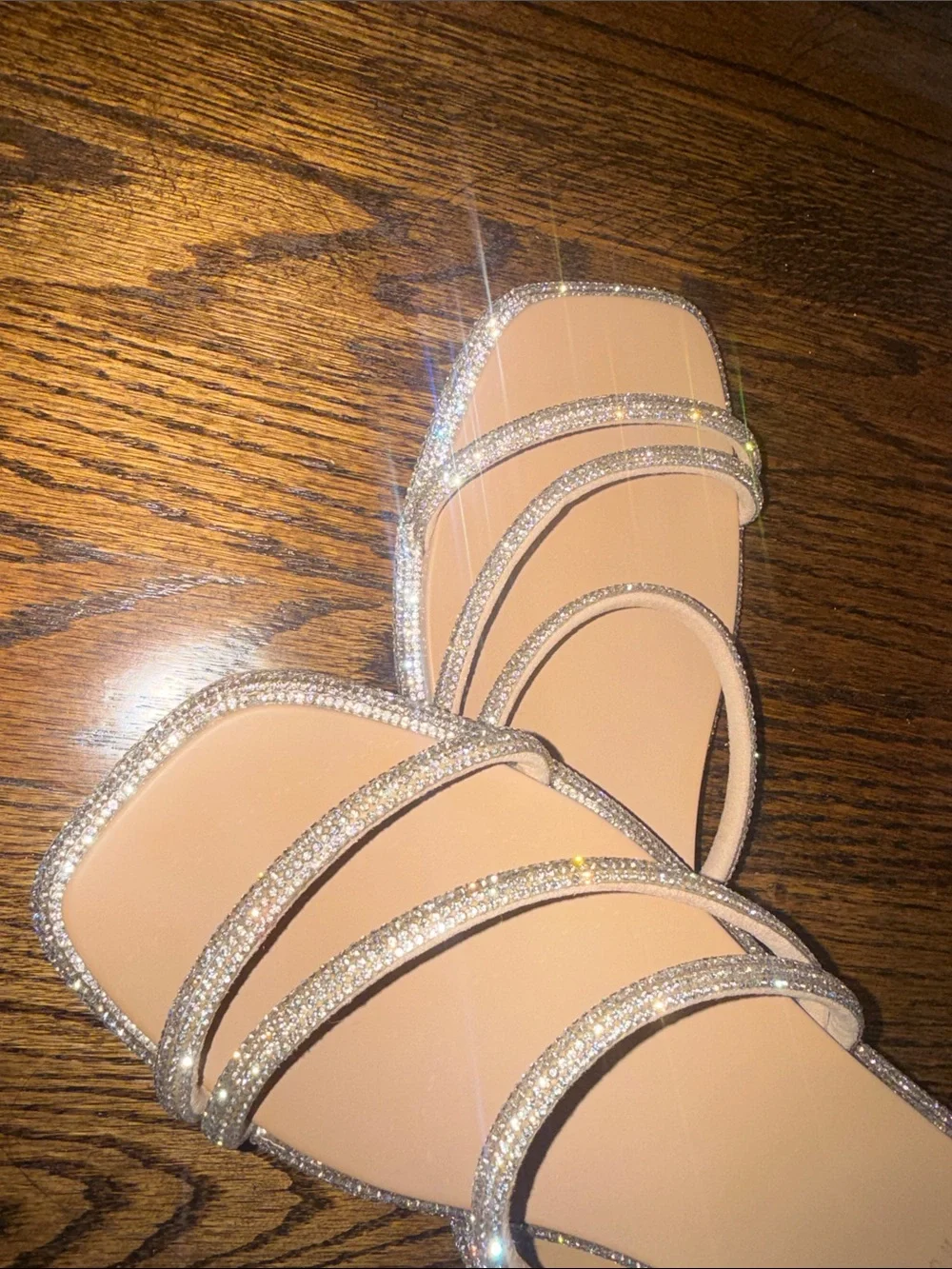 Mix No. 6 Nude Crystal-Trim Slide Sandals